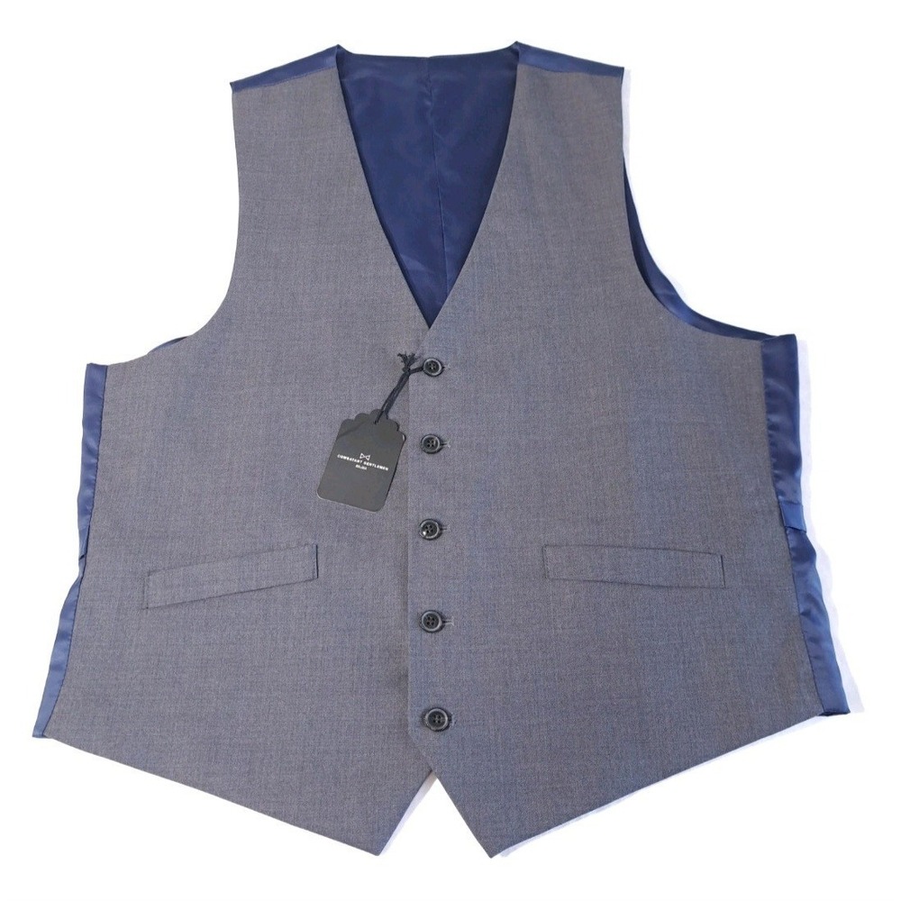 Combatant‎ Gentlemen Men's Charcoal Suit Button Vest 100% Wool 42L Workwear NWT